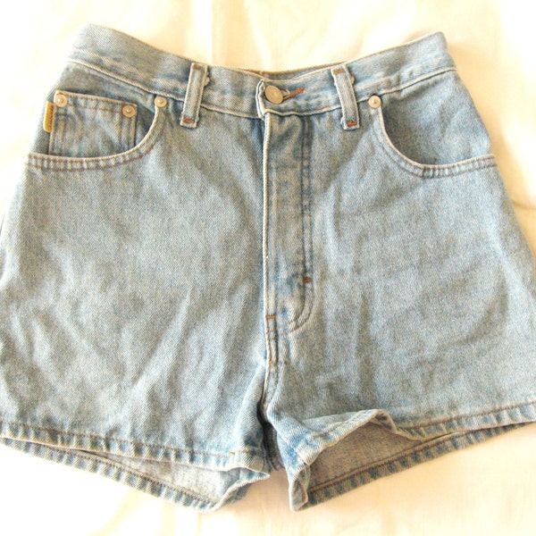 Vintage 90s High Waist Girls Bleached Denim Shorts 152cm