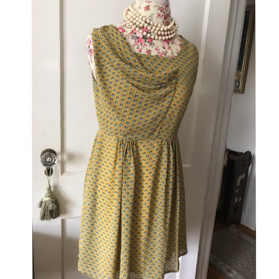 Drape Yellow And Blue Dress Etsy
