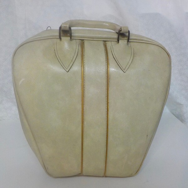 Vintage Cream/White Bowling Bag with Gold Trim