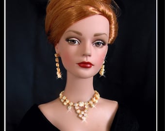 Doll Jewelry, Rhinestone necklace, earrings, for Tonner Tyler, Sybarite and other 16” fashion dolls by SohoDolls