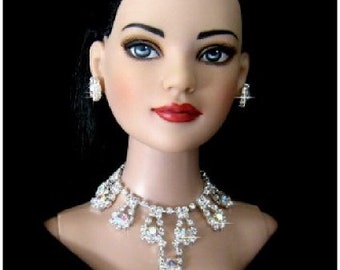 Doll jewelry for Tonner American Model, BJD,  and other 22” fashion dolls,  by SohoDolls, necklace and earrings