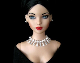 Doll Jewelry, Rhinestone necklace, earrings, for Tonner Tyler, Sybarite and other 16” fashion dolls by SohoDolls