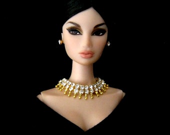 Rhinestone Doll jewelry for Fashion Royalty, Barbie, and similar 12” fashion dolls by SohoDolls, necklace and earrings