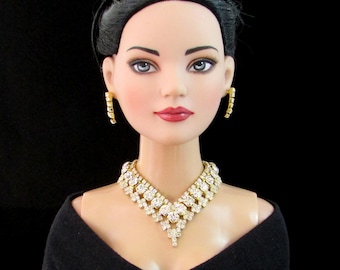 Doll jewelry necklace for Tonner American Model, BJD,  and other 22” fashion dolls,  by SohoDolls, necklace and earrings