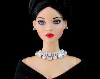 Doll Jewelry, Rhinestone necklace, earrings, for Tonner Tyler, Sybarite and other 16” fashion dolls by SohoDolls