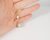Elegant 14K Gold Filled Dainty Necklace Grey Baroque Freshwater Pearl Thin Chain GF Fill White Bridal Wire Wrapped drop