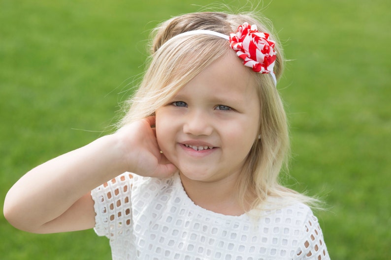 Newborn Infant Toddler Girl Adult Elastic Bow Baby Headband Red White Striped Simple Shabby Flower Christmas Gift or Photo Prop