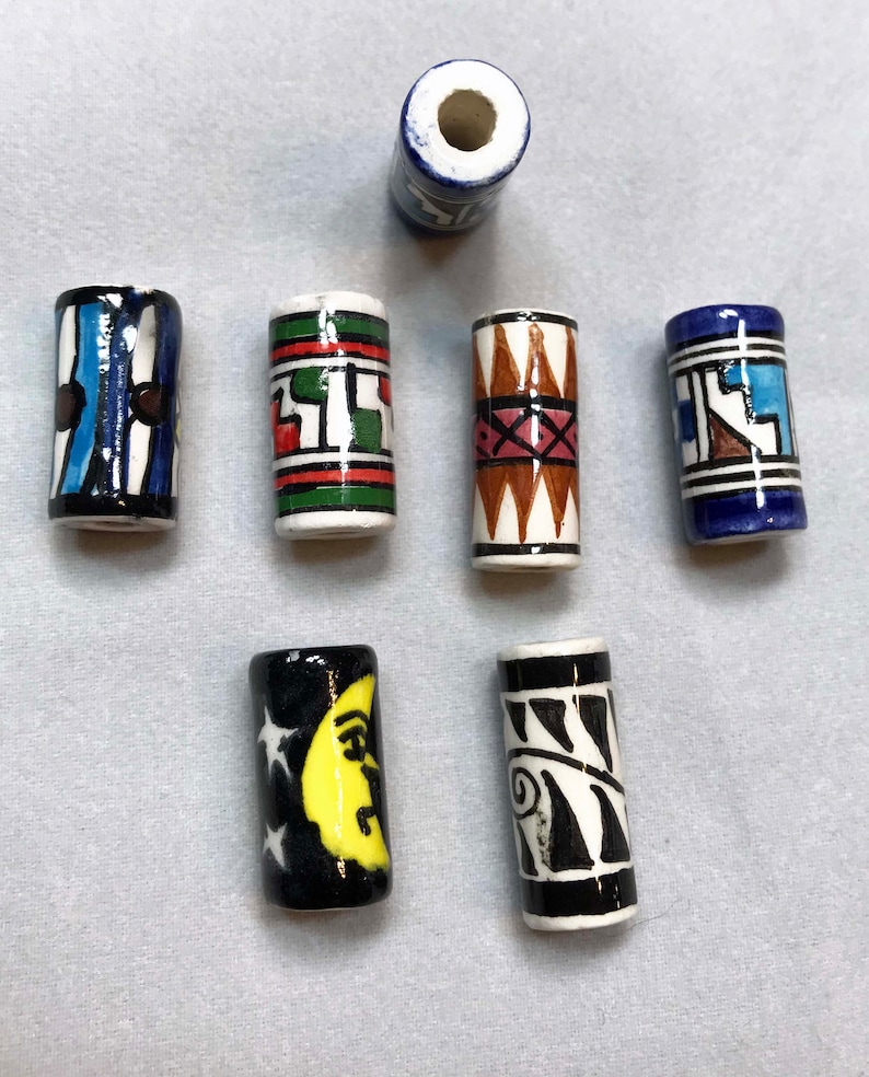 Cheveux et artisanat péruviens peints à la main en céramique perles émaillées mélangées image 8