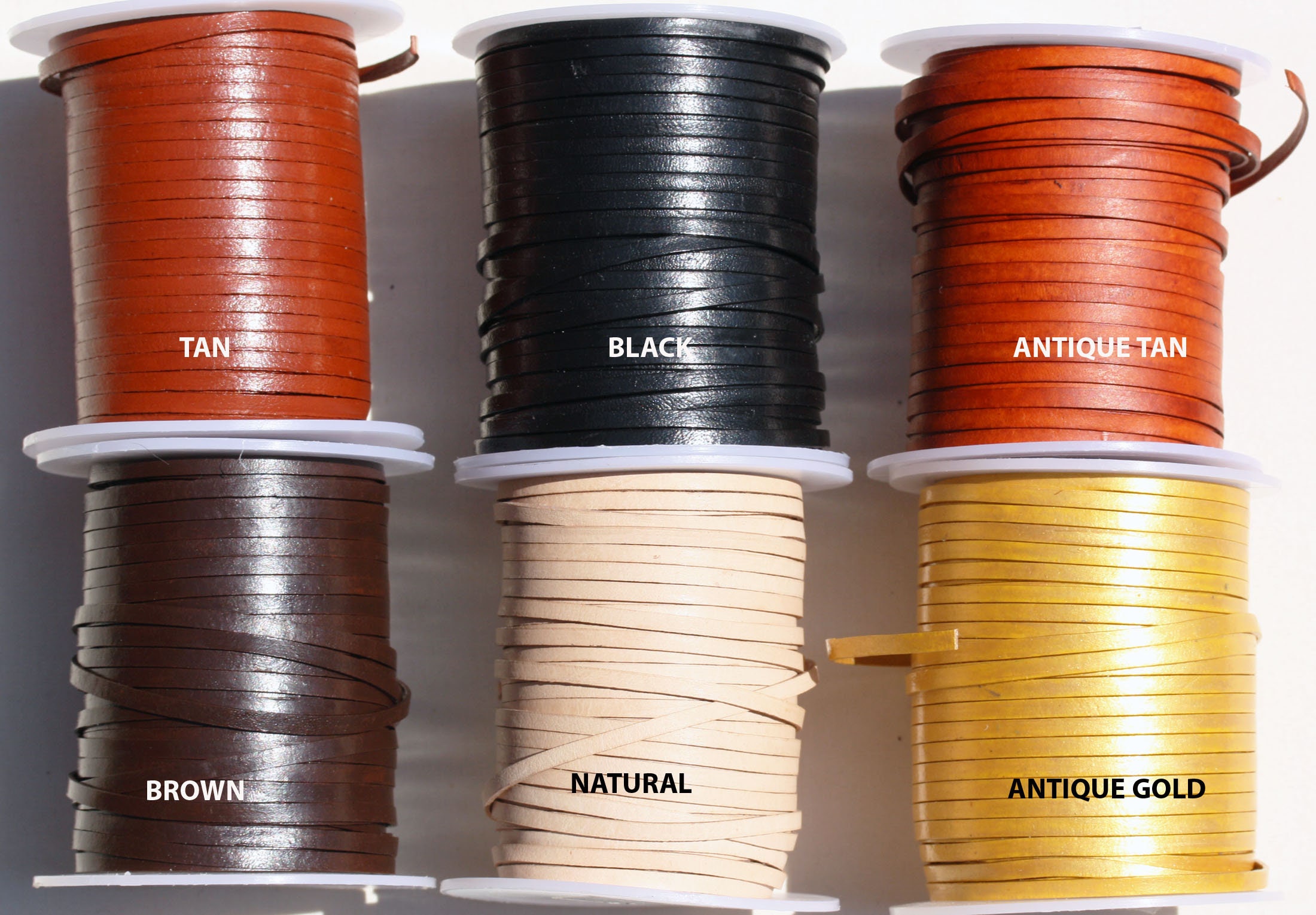 3mm Flat Genuine Leather Cord, Strip Cord Braiding String Tan 5