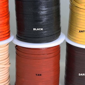 Flat Leather cord.  3MM wide X 1MM thick Leather Tassels- flat strips   genuine leather