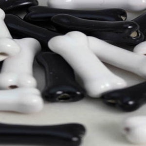 Bone shaped Ceramic Beads: Black and White mixed use for Craft Supplies (20pc)