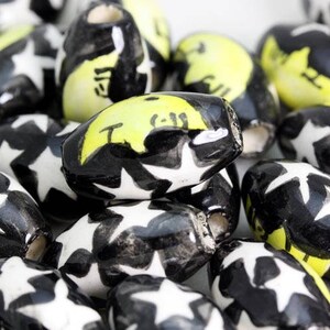 Hand-Painted Star Moon Ceramic Beads: Peruvian Beads and Craft V038