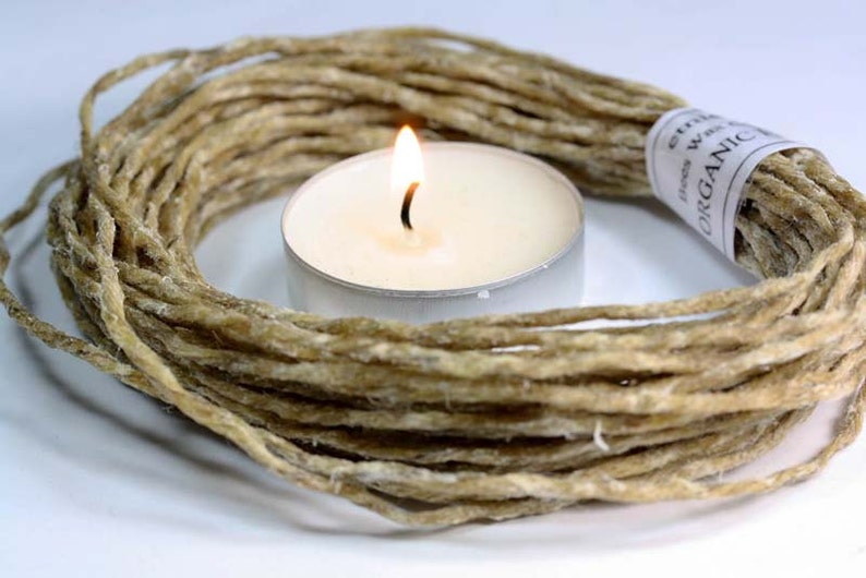 Organic Bees Waxed HEMP WICK,TWINE / Holds Flame like candle / Strong and Flexible for many craft use zdjęcie 1