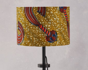 Lampshade African Wax Print Drum Lampshade Coral Geometric Etsy