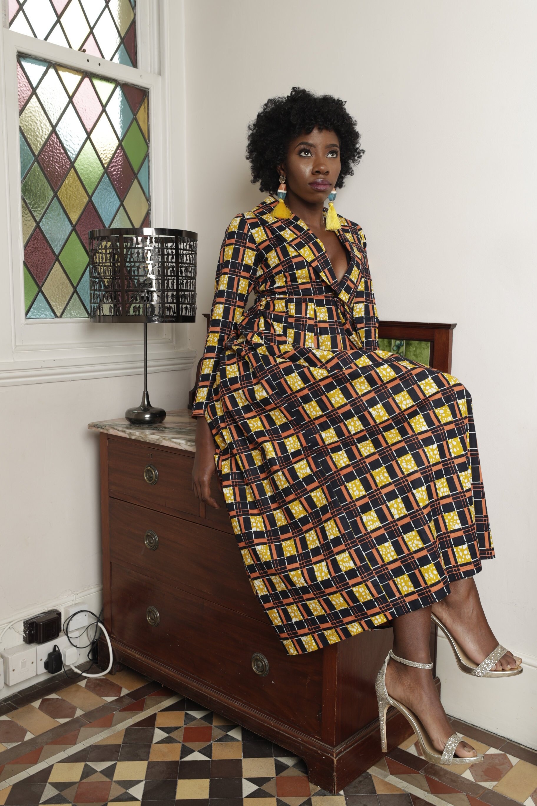 Image of African Maxi Dress, Africa Print Maxi, Ankara Long Maxi Dress Navy Peach