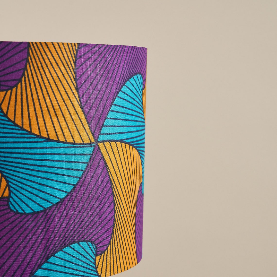African Wax Print Drum Lampshade Geometric Pattern Statement Etsy