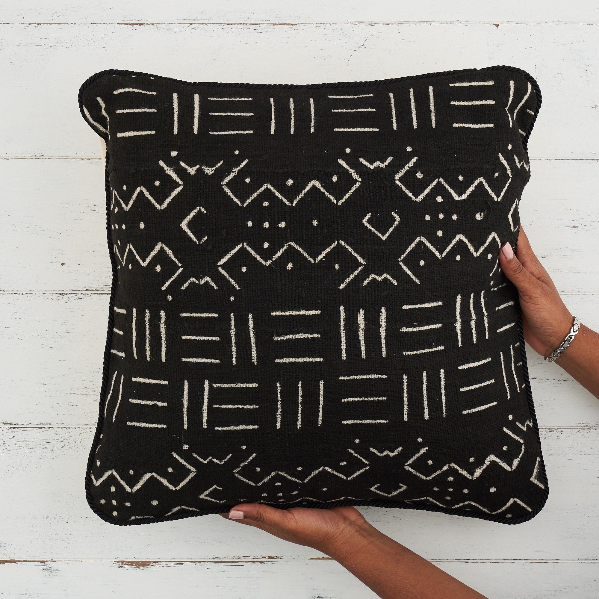 African mud cloth pillow black mudcloth cushion couch Etsy