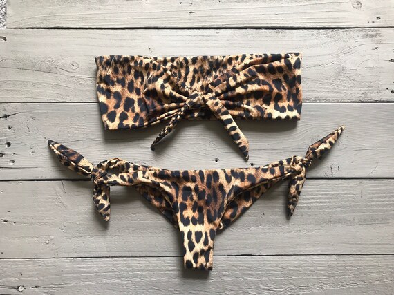 leopard print strapless bikini