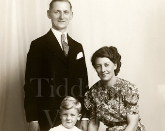 Vintage Photo, Young Family ~ Studio Portrait ~ RPPC Real Photo Postcard ~ Antique Photograph ~ Unposted