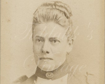 CDV Victorian Young Woman, Hair Up, Vignette Portrait ~ Lambert Weston & Son, Folkestone ~ Antique Vintage Carte de Viste Photograph
