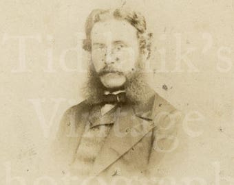 CDV Carte de Visite Photo Victorian Young Man with Mutton Chops Portrait by W H Kent of Oxford Street London England