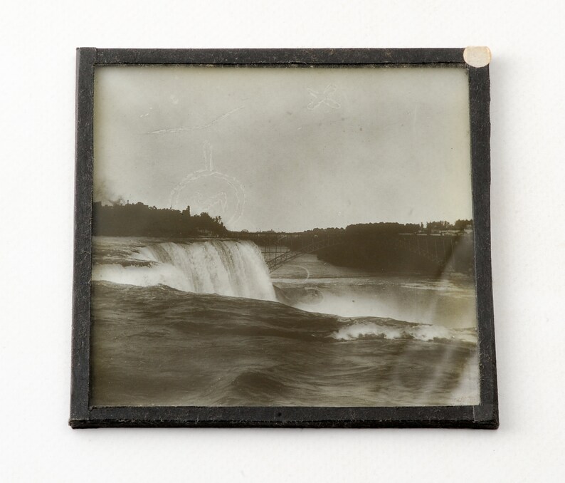 Niagara Falls ~ Vintage Projector Slide ~ Photo Antique Magic Lantern Glass Slide ~ Honeymoon Bridge