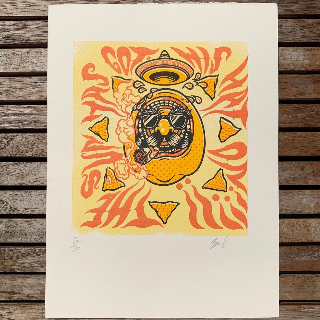 The Sun Has Got His Hat On Gocco Print Etsy