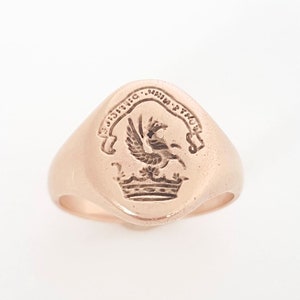 Edwardian style Pegasus Signet Ring &quot;Forti Nihil Difficile&quot; (Nothing is Impossible for the Brave)