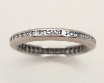 Antique Art Deco platinum diamond slim eternity band