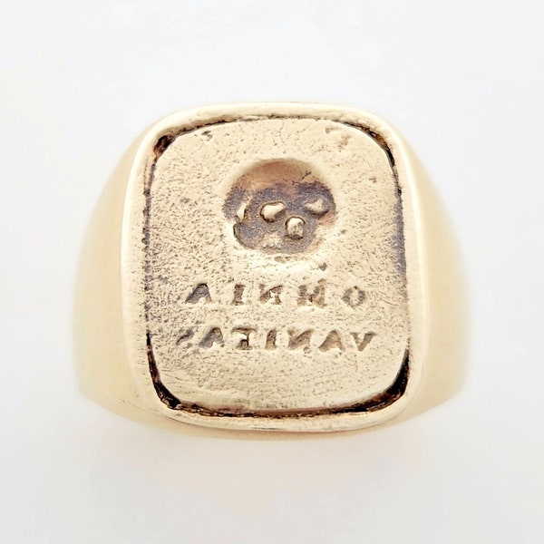 Georgian Style Gold Skull Signet Ring - "Omnia Vanitas" (All is Vanity)