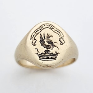 Edwardian style Pegasus Signet Ring &quot;Forti Nihil Difficile&quot; (Nothing is Impossible for the Brave)