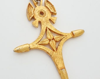 Vintage gold fill ancient style cross pendant necklace