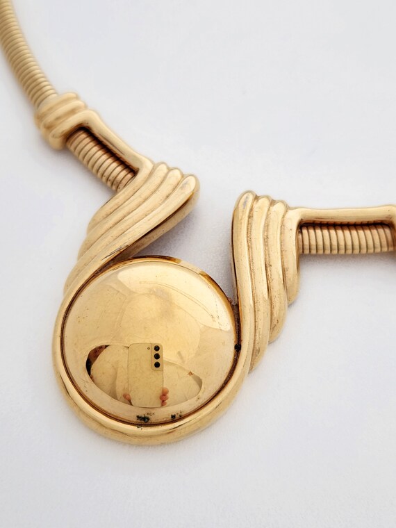 Vintage modernist Monet gold plated omega drop ch… - image 4