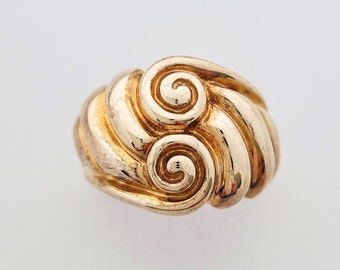 Vintage 10k gold double spiral dome ring