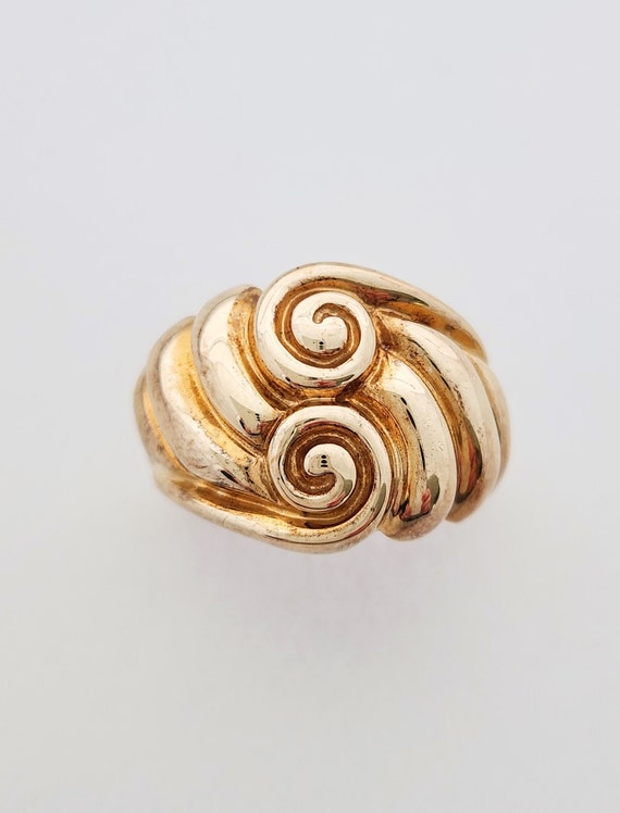 Vintage 10k gold double spiral dome ring