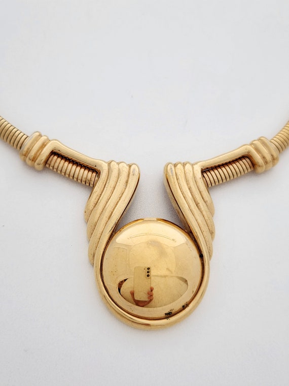 Vintage modernist Monet gold plated omega drop ch… - image 3