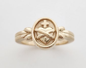Vintage 14k gold sacred heart signet ring
