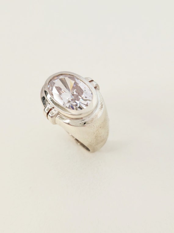 Vintage sterling silver, CZ mod cocktail ring