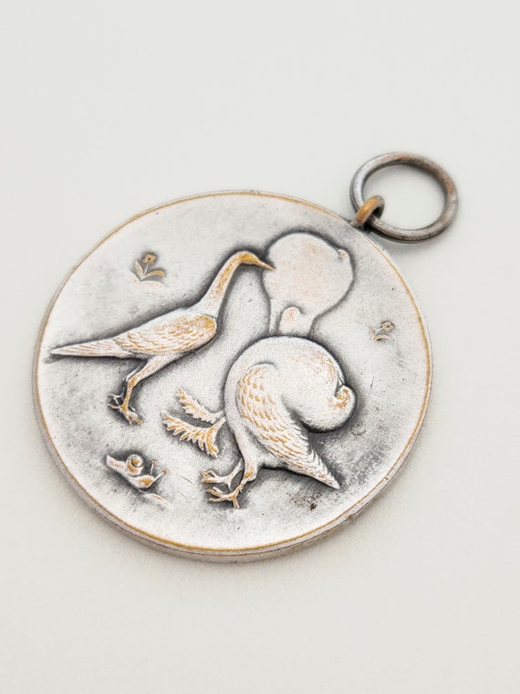 Vintage French 1951 silver plated bronze pigeon a… - image 3