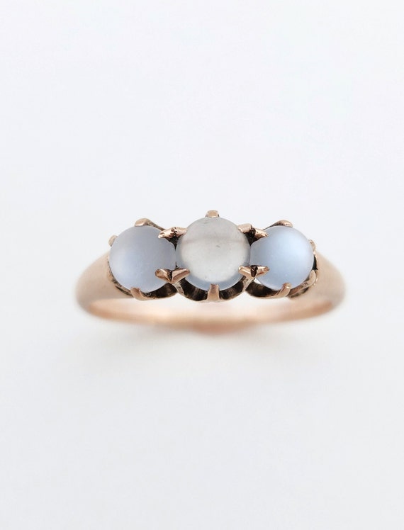 Antique Victorian 10k rose gold, moonstone trilogy