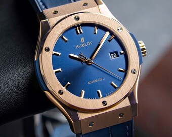 Hublot Classic Fusion Blue Rose King Gold Automatic Blue Sunburst Dial 42mm.