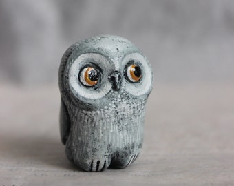 Mini White Owl, KriSoft, unique piece made entirely by hand