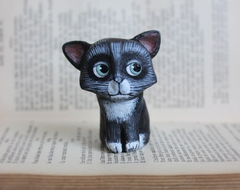 Black and white kitten, KriSoft, unique piece made entirely by hand