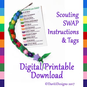 Istruzioni e tag per lo scambio della legge Scout GS con perline ~ Solo file digitale/stampabile