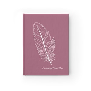 Lion Head & White Feather Journal, Ruled Lined Notebook | Mauve Hardcover