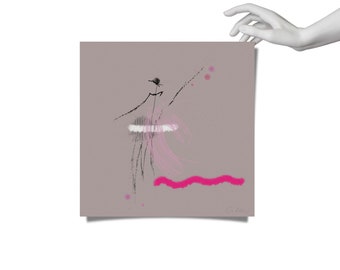 Follow my pink FLOWER LADY, abstract printable wall art