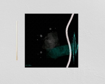 MODERN BLACK printable artwork, green lines wall art