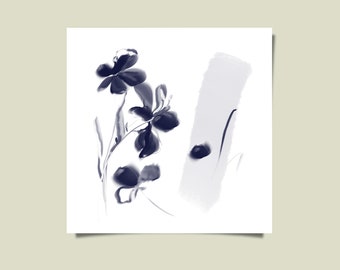 INK BLUE floral art, printable artwork