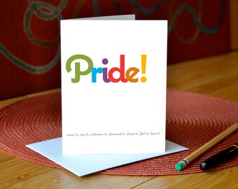 Pride greeting card by I’m Different Press: Pride! Wear it, say it, embrace it, shout it, feel it, love it