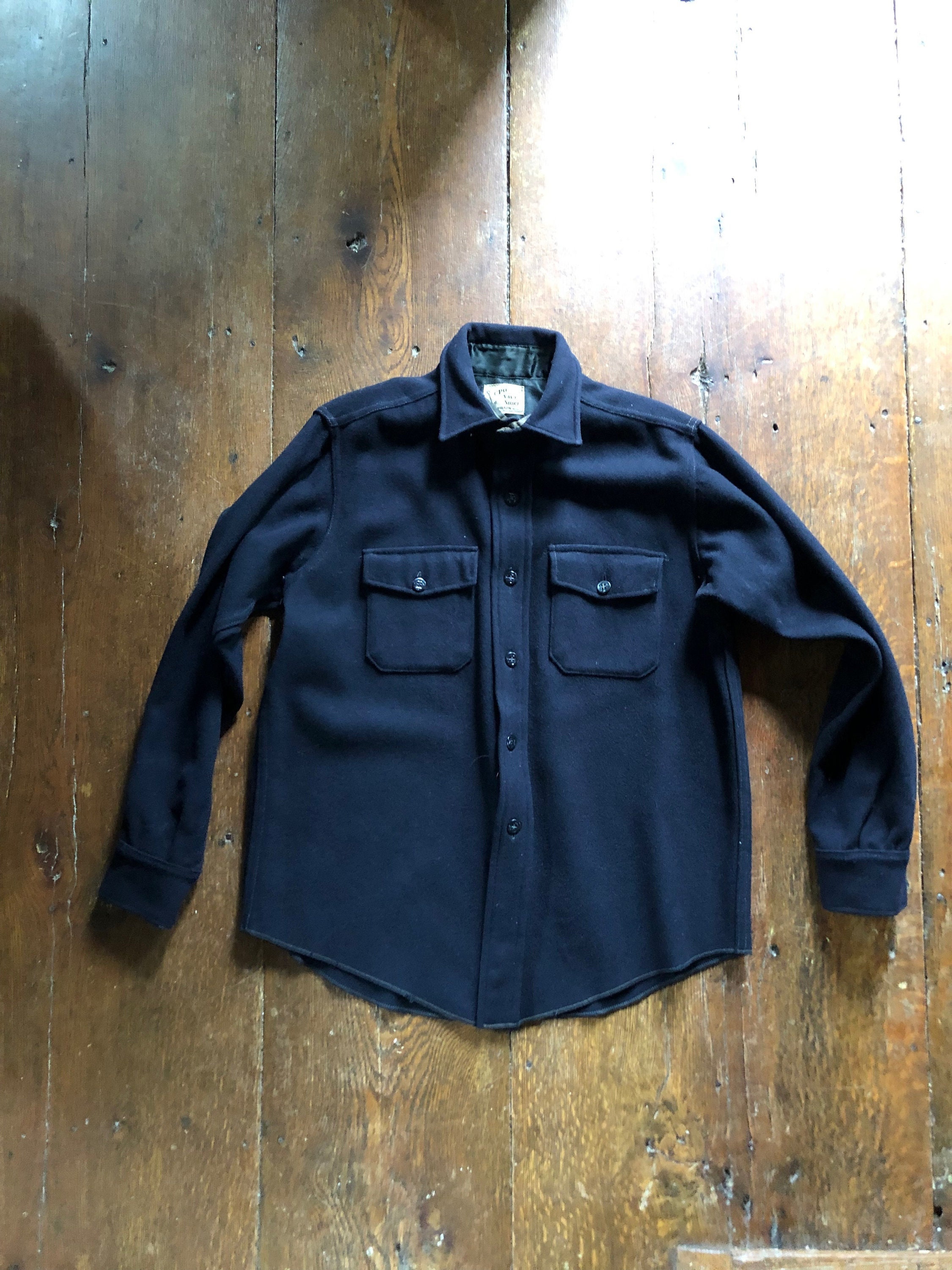 【schott】Melton cpo shirt embroidery Schott N.Y.C. CPO Wool Shirt Jacket in Blue